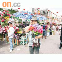 今年大年初一撞正情人節，在深圳的花市十元就買到三支玫瑰。	黃熙攝