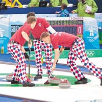 挪威冰壺隊的紅白藍三色菱形格仔褲，在冬季奧運會大出風頭。