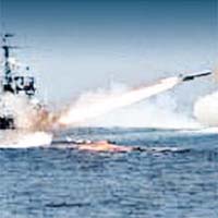 北海艦隊○八年實彈演練。	資料圖片