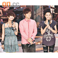  方皓玟（左起）、方力申和阿Sa擔任《勁歌金曲》嘉賓。