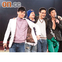  安仔（右起）希望明年可與好友蘇永康、張衞健和梁漢文開演唱會。	（資料圖片）