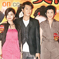  徐熙媛（左起）、古天樂與吳君如昨日到奧海城宣傳新片。