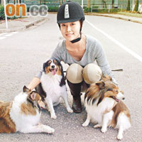  葉翠翠家有三隻愛犬，均屬同一品種。