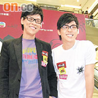  森美（右）與陳志雲結伴宣傳新節目。