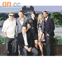  監製Lorenzo（上排左起）、Channing、Rachel、絲安娜美娜、Marlon及導演史提芬。 