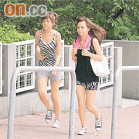  Yumi（左）與Melody「同病相憐」，齊齊跑步散心。