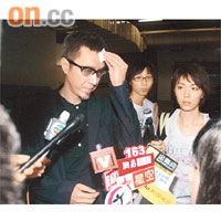  金牌大風CEO陳輝虹受訪時頻頻抹汗，十分緊張。