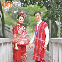 Dino與太太Nancy一個穿緬甸服，一個穿中國式裙褂，創意十足！