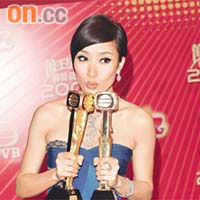 楊怡與Fans開香檳慶祝奪兩獎，她承諾會努力邁向視后目標報答Fans。