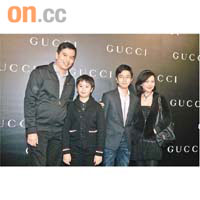 司馬燕夫婦和兒子吳澋滔等一家四口，昨日出席Gucci澳門旗艦店開幕。