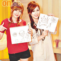 被指轉數慢的Yumi（左），跟Melody挑戰遊戲「猜猜畫畫」。