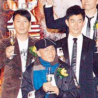 黎明（左起）、導演林超賢及任賢齊落力宣傳新片。