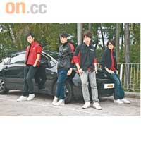 4anda穿賽車服飾拍攝硬照，男人味十足。