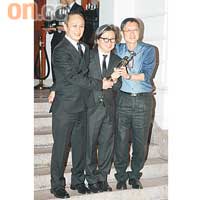 陳德森（左起）表示能奪得最佳導演，陳可辛和劉偉強功不可沒。