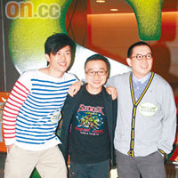 森美（左起）、許誠毅及杜汶澤宣傳新片。