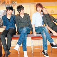 CNBLUE成員姜敏赫（左起）、李宗泫、鄭容和與李正信，懂得多種樂器及填詞。
