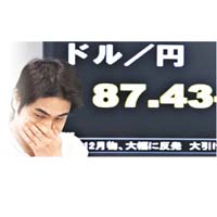 美元兌日圓昨日一度大升1.3%，高見87.43。【美聯社圖片】