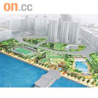 地產建設商會提出將紅磡海旁新綜合發展區改作海濱公園。	【電腦模擬圖】