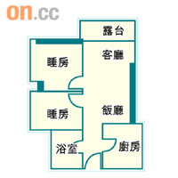 泓景臺<br>7座H室<br>644方呎