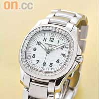 5087/1 Aquanaut不銹鋼鑽石手錶，錶圈鑲有四十六顆約重一卡鑽石，飾以白色凸紋錶面。$124,500