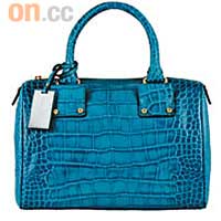 翠藍色鱷魚壓紋手挽袋 $5,699