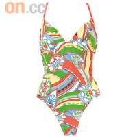 Speedo綠×藍×橙色腰果花一件頭泳衣 $459（b）