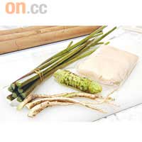 製Wasabi漬物，莖、根和根鬚幾乎用盡。
