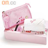 日本版Barbie粉紅色化妝袋連毛巾Box Set $188 （a）