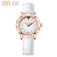 GraffStar玫瑰金白色皮帶女裝腕錶$158,000