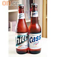 韓國啤酒  各$28<br>Hite及Cass均是韓國知名的啤酒品牌，前者味道較後者淡，至於後者雖然麥味較重，但味道還是較淡口，難怪不少港人說飲韓啤如喝水。