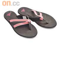 adidas粉紅色條子搭帶×黑色人字拖未定價（e）