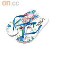 白×藍色花花人字拖$120（b）