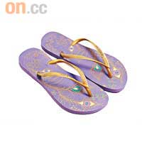 紫×金色花花圖案人字拖$210（f）