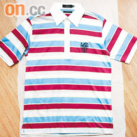 Daks紫紅×藍色橫間校章Polo Shirt<br>原價$1,490 /半價$745 （b）