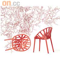 Vegetal椅子<br>由Ronan & Erwan Bouroullec設計，靈感來自植物世界，並由聚脂環保塑膠纖維製成，從後觀看既似植物莖部又似是葉脈，環保味道十足。$3,499/張（b）
