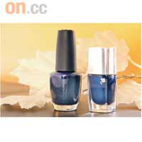 （左） O.P.I俄羅斯系列藍色（#NLR54） $135 （F）（右） Lancôme Declaring Indigo Le Vernis藍色（#012）指甲油$130 （G）