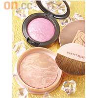 （上）M.A.C礦物胭脂$175 （D）（下）Estēe Lauder Gilded Rose Marbleized Shimmer Powder$270 （F）
