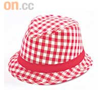 Gi紅×白色格仔絨布絹帶綴飾紳士帽 $220（d）