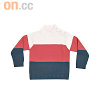 Petit Bateau米白×橙紅×藍色長袖冷衫$759 （C）