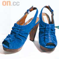 彩藍色Open Toe麖皮高踭鞋 $890（a）