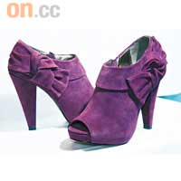 紫色Open Toe麖皮Ankle Boots $990（a）