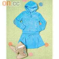 Old Navy粉藍色波點Fleece長袖外套 原價$180 特價$153<br>Old Navy粉藍色短裙（內有打底褲） 原價$95 特價$80.75<br>Old Navy雪靴 原價$275 特價$ 233.75（適合四至五歲）