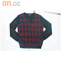 紅×黑色菱格冷衫 $990