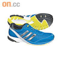 adiZero Adios跑鞋　$699<br>專為半馬和全馬比賽而設，重量只有210g，前腳部分加強緩震功能，輕身與緩衝兼備。