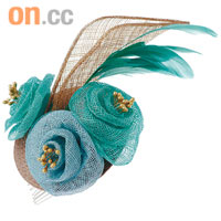 Evita Peroni綠×藍×啡色花羽毛髮夾$710 （b）