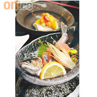 生長於清流十津川的天子Amago河魚，肉質鮮甜，製成刺身最能吃出其鮮味。