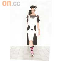 白×黑色熊貓造型連身裙　未定價