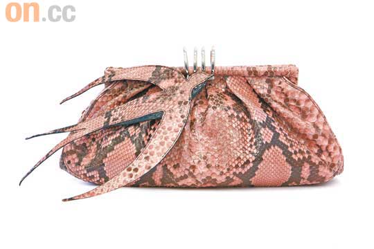 粉紅色蟒蛇皮燕子Clutch Bag未定價