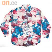 藍×白×粉紅色Oversized圖案恤衫$480