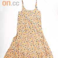 Heather黃色花花吊帶長裙$589 （B）